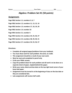 Algebra: Problem Set #1 (50 points) Assignment: