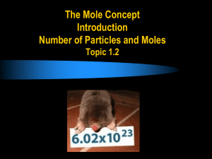 The Mole Concept Introduction Number of Particles and Moles Topic 1.2
