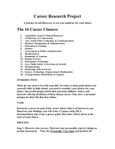 Career Research Project The 16 Career Clusters