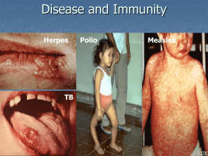 Disease and Immunity Herpes Polio Measles