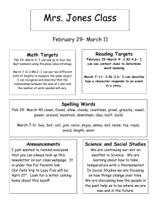 Mrs. Jones Class February 29- March 11  Reading Targets