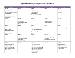 Sports Marketing ‘A’ day schedule – quarter 4