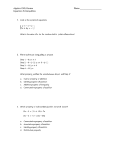 Algebra I SOL Review  Name _________________________ Equations &amp; Inequalities