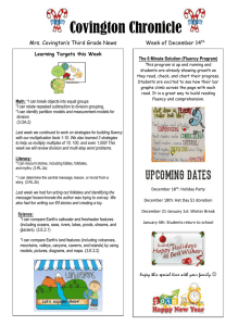 Covington Chronicle Mrs. Covington’s Third Grade News Week of December 14