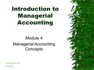 Introduction to Managerial Accounting Module 4