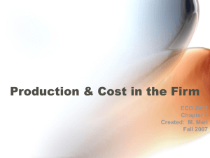 Production &amp; Cost in the Firm ECO 2013 Chapter 7