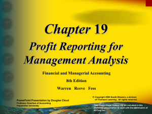 Chapter Profit Reporting for Management Analysis Financial and Managerial Accounting