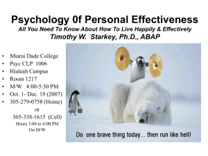 Psychology 0f Personal Effectiveness Timothy W.  Starkey, Ph.D., ABAP