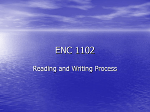 ENC 1102 Reading and Writing Process