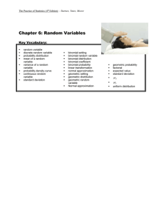Chapter 6: Random Variables  Key Vocabulary: