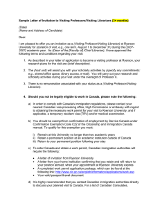 Sample Letter of Invitation to Visiting Professors/Visiting Librarians (3+ months)  (Date)