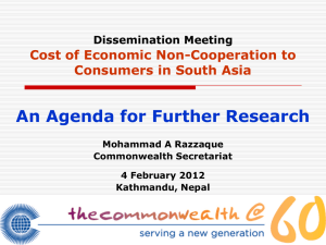 An Agenda for Further Research Cost of Economic Non-Cooperation to Dissemination Meeting