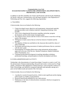 Communication Area Unit SUGGESTED EXPECTATIONS FOR APPOINTMENT, REAPPOINTMENT, PROMOTION, AND TENURE