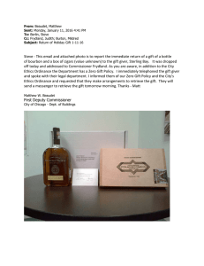 Steve - This email and attached photo is to report... of bourbon and a box of cigars (value unknown) to...