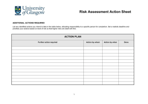 Risk Assessment Action Sheet