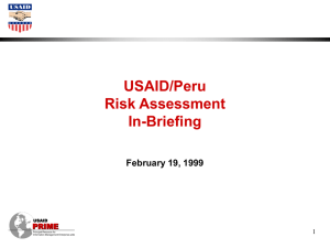 USAID/Peru Risk Assessment In-Briefing February 19, 1999
