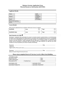 Business Systems Application Form Physical Resources Information (QUEMIS)  QUEMIS