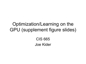 Optimization/Learning on the GPU (supplement figure slides) CIS 665 Joe Kider
