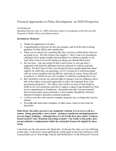 Practical Approaches to Policy Development: an NGO Perspective