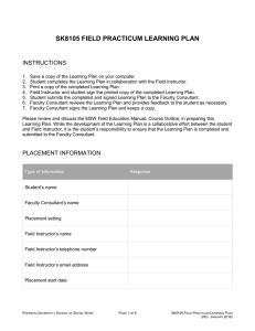 SK8105 FIELD PRACTICUM LEARNING PLAN INSTRUCTIONS