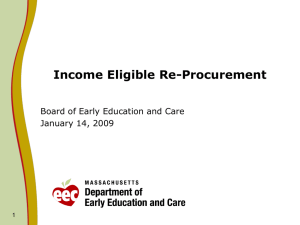 Income Eligible Re-Procurement Board of Early Education and Care January 14, 2009 1