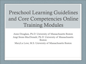 Preschool Learning Guidelines and Core Competencies Online Training Modules