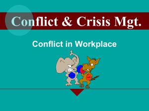 Conflict &amp; Crisis Mgt. Conflict in Workplace