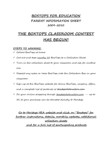 THE BOXTOPS CLASSROOM CONTEST HAS BEGUN! BOXTOPS FOR EDUCATION PARENT INFORMATION SHEET
