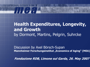Health Expenditures, Longevity, and Growth by Dormont, Martins, Pelgrin, Suhrcke