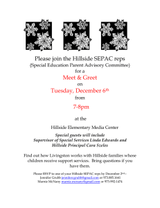 Please join the Hillside SEPAC reps  Meet &amp; Greet Tuesday, December 6
