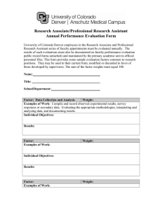 Research Associate/Professional Research Assistant Annual Performance Evaluation Form