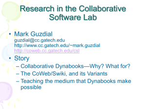 Research in the Collaborative Software Lab • Mark Guzdial • Story