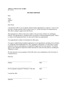 Adjoint or Clinical Letter of Offer Use Dept Letterhead  Date