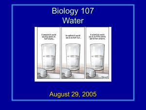 Biology 107 Water August 29, 2005