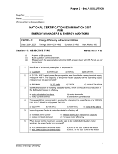 –Set A SOLUTION Paper 3 NATIONAL CERTIFICATION EXAMINATION 2007 FOR
