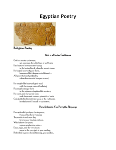 Egyptian Poetry  Religious Poetry God is a Master Craftsman