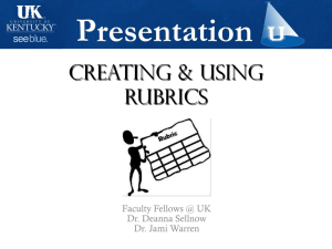 Creating &amp; Using rubrics Faculty Fellows @ UK Dr. Deanna Sellnow