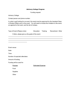 Funding request Advisory College: Contact person and phone number: