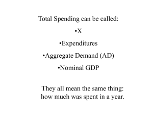 Total Spending can be called: •X •Expenditures •Aggregate Demand (AD)