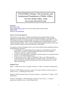PAUD 8040: Seminar: The Economic and Institutional Foundations of Public Affairs Class