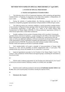 REVISED NON-PAPER ON SPECIAL PROCEDURES (17 April 2007)