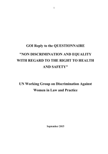 GOI Reply to the QUESTIONNAIRE &#34;NON DISCRIMINATION AND EQUALITY