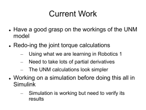 Current Work model Redo-ing the joint torque calculations