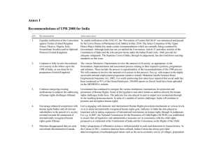Annex I Recommendations of UPR 2008 for India