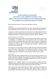 Down Syndrome International Submission to the UNCRPD Committee on the