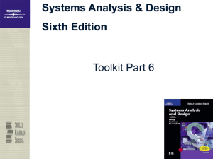 Systems Analysis &amp; Design Sixth Edition Toolkit Part 6