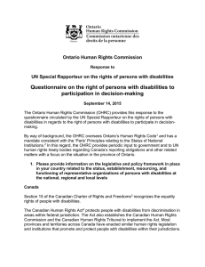 Questionnaire on the right of persons with disabilities to