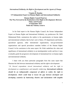 International Solidarity, the Right to Development and the Agents of...  Virginia B. Dandan