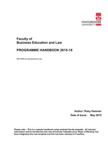 Faculty of Business Education and Law PROGRAMME
