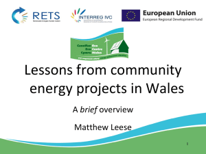 Lessons from community energy projects in Wales brief Matthew Leese